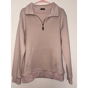 Coofandy Mens Beige Quilted Waffle Knit Quarter Zip Pullover Sweatshirt Small